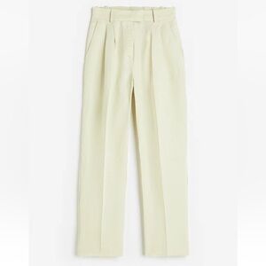 H&M Women’s Pale Green‎ Linen Blend Ankle Length Pleated Dress Pants Size 10 NEW
